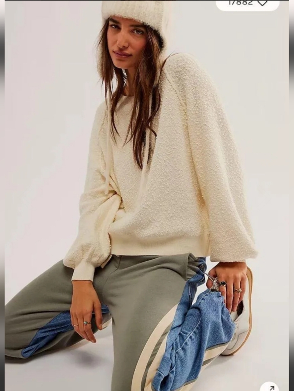 Free People Found My Friend Pullover Sweater Ivory Women’s Size Small - Picture 5 of 11